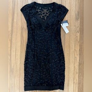NWT SUE WONG NOCTURNE BEADED BLACK COCKTAIL DRESS SIZE 4
